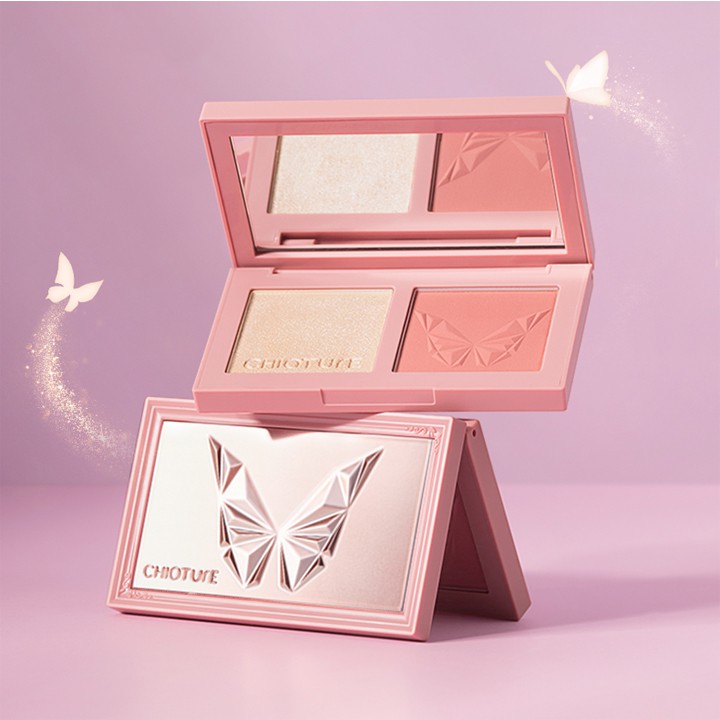 Phấn má hồng bắt sáng Chioture Butterfly Casket Cheek &amp; Light Face Palette 5ml