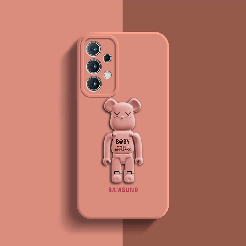 Ốp Điện Thoại Silicon Dẻo Màu Trơn Hình Gấu Kèm Giá Đỡ Cho Samsung Galaxy A73 A53 A52 A52S A33 A23 A13 Lite LTE A03 A03S 4G 5G