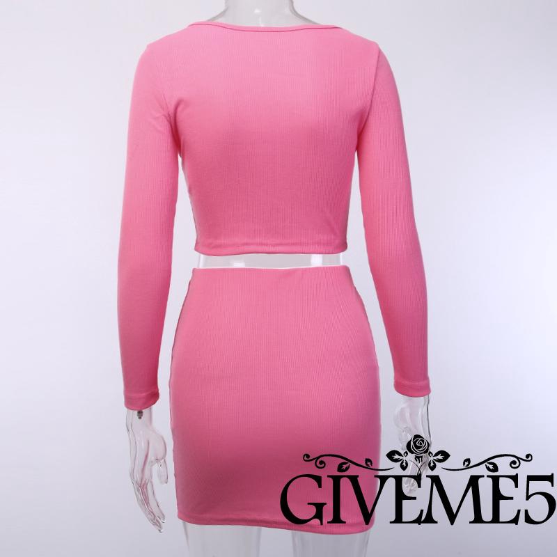 Set áo croptop hở eo + chân váy lưng cao quyến rũ cho nữ