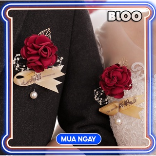 Bộ 02 Trâm Cài Áo Hình Bông Hoa Trong Tiệc Cưới, Lễ Thành Hôn, Ăn Hỏi Cho Cô Dâu Chú Rể BLOO16