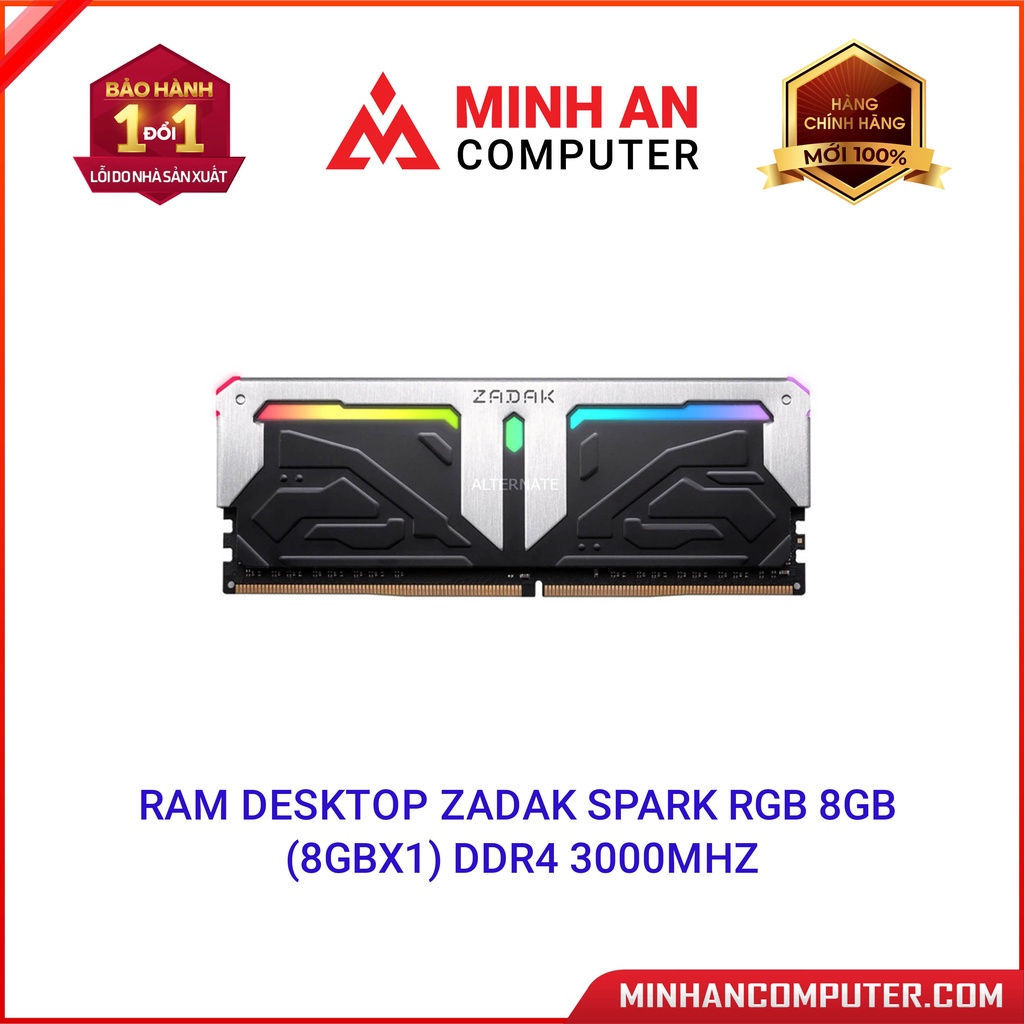 RAM PC ZADAK Spark Rgb 8GB (8GBx1)DDR4 DIMM 3000MHz w/HS RP 1.35V OC