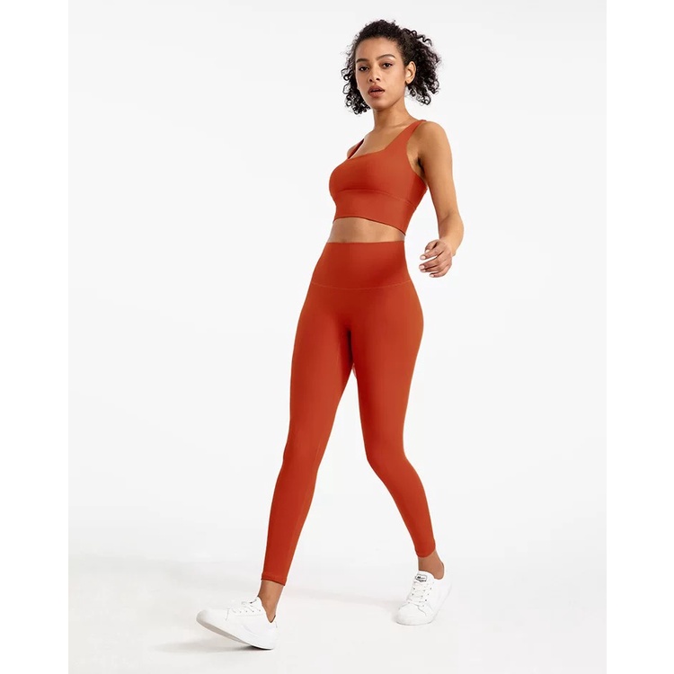 Set trang phục 2 món Hoppe Fumeng cho nữ gồm áo ngực thể thao + quần dài tập yoga lưng cao năng động