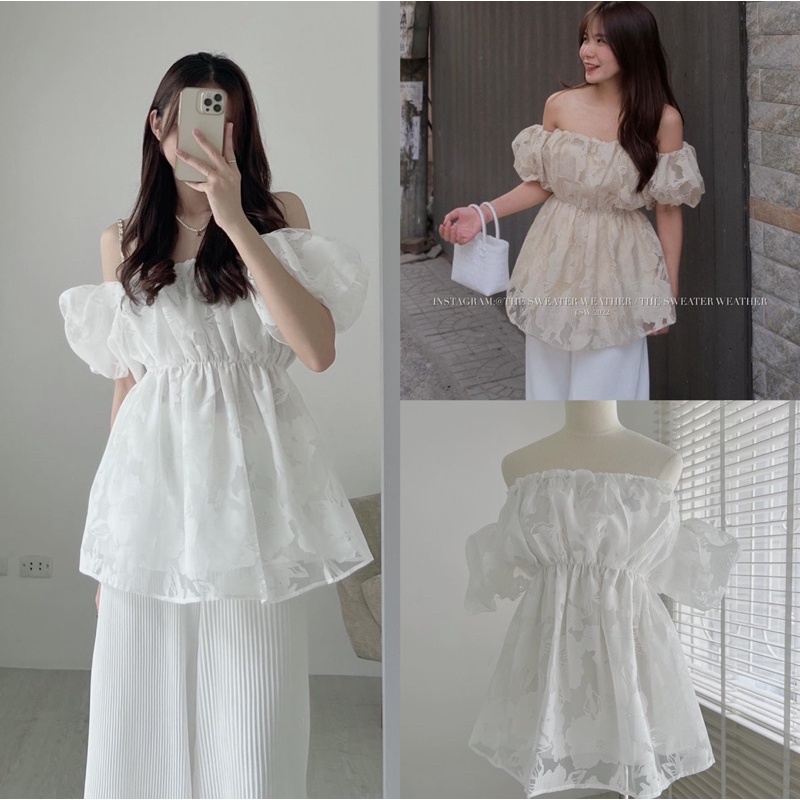 ÁO REN TRỄ VAI TAY BỒNG CHIẾT EO “HIRU TOP”SIÊU XINH