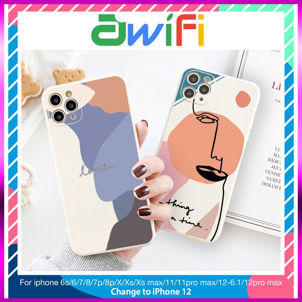 12Ốp lưng iphone vuông màu love 6/6plus/6s/6splus/7/7plus/8/8plus/x/xr/xs/11/12/pro/max/plus/promax - Awifi V5-1023