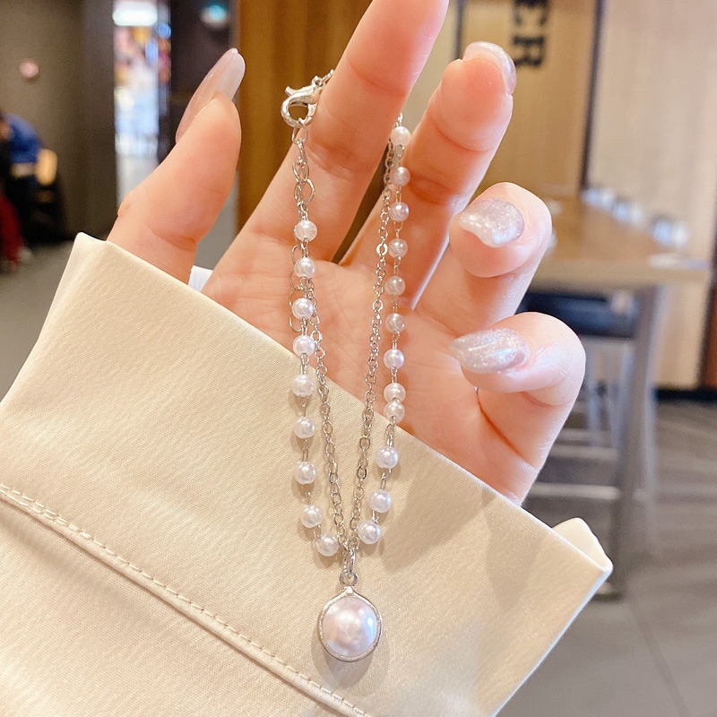 Vòng Tay Nữ Hai Lớp Đính Ngọc Trai Phong Cách Hàn Quốc Thời Trang