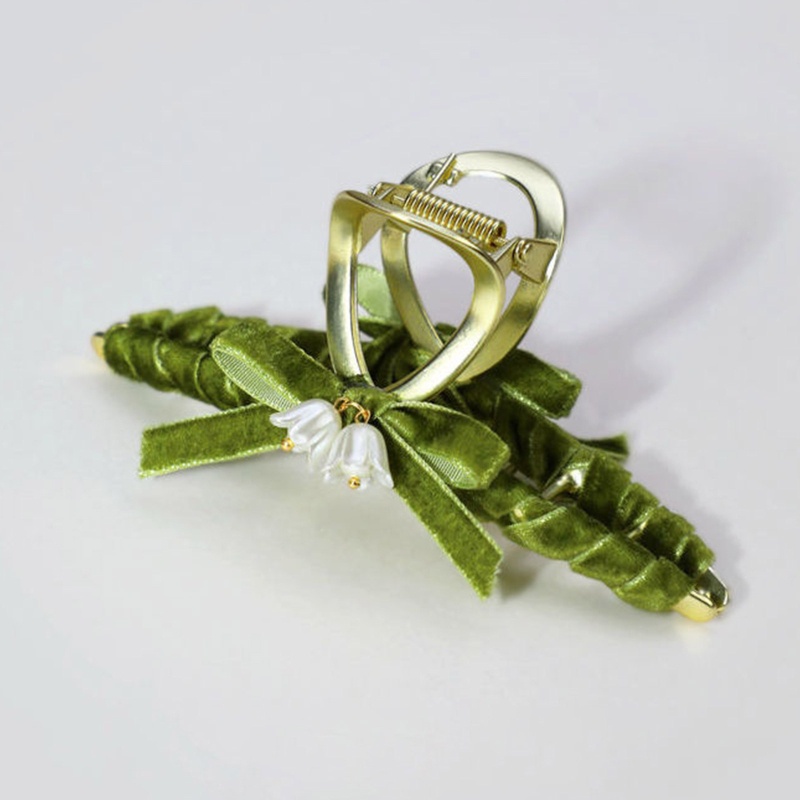 Kẹp Tóc Càng Cua Đính Nơ Hoa Bằng Hợp Kim Tinh Tế Chống Trượt