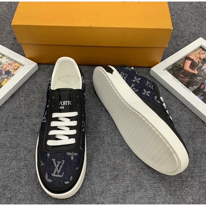 Giầy thể thao nam có họ tiết dập vân logo lv, Giầy buộc giây phong cách trẻ trung btshop từ 38 đến 42