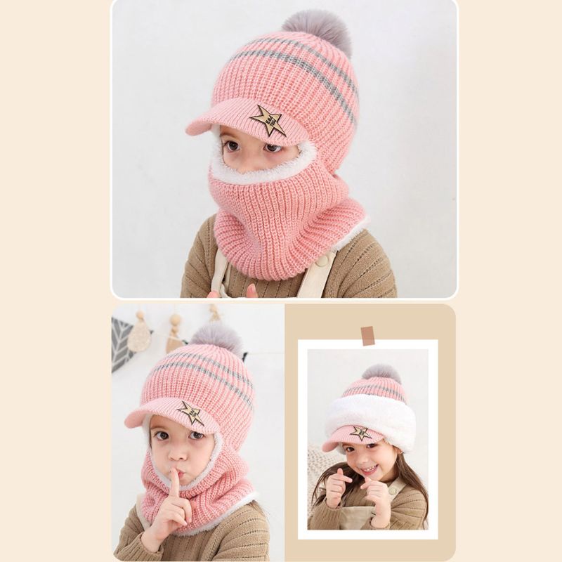 Mũ Beanie Lót Lông Cừu Giữ Ấm Mùa Đông Dành Cho Bé