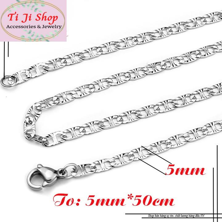 Dây chuyền inox 5mm chạm chiếu lấp lánh đẹp, không đen, chuẩn thời trang - Phù hợp cho cả nam và nữ
