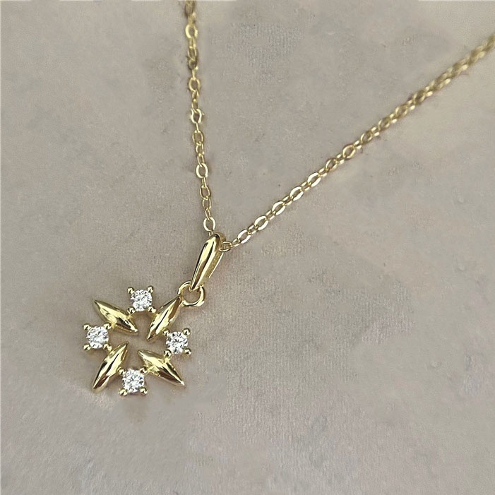 Dây Chuyền Cách Điệu Cối Xay Gió Gắn Đá Trắng Lộng Lẫy B2663 Bảo Ngọc Jewelry