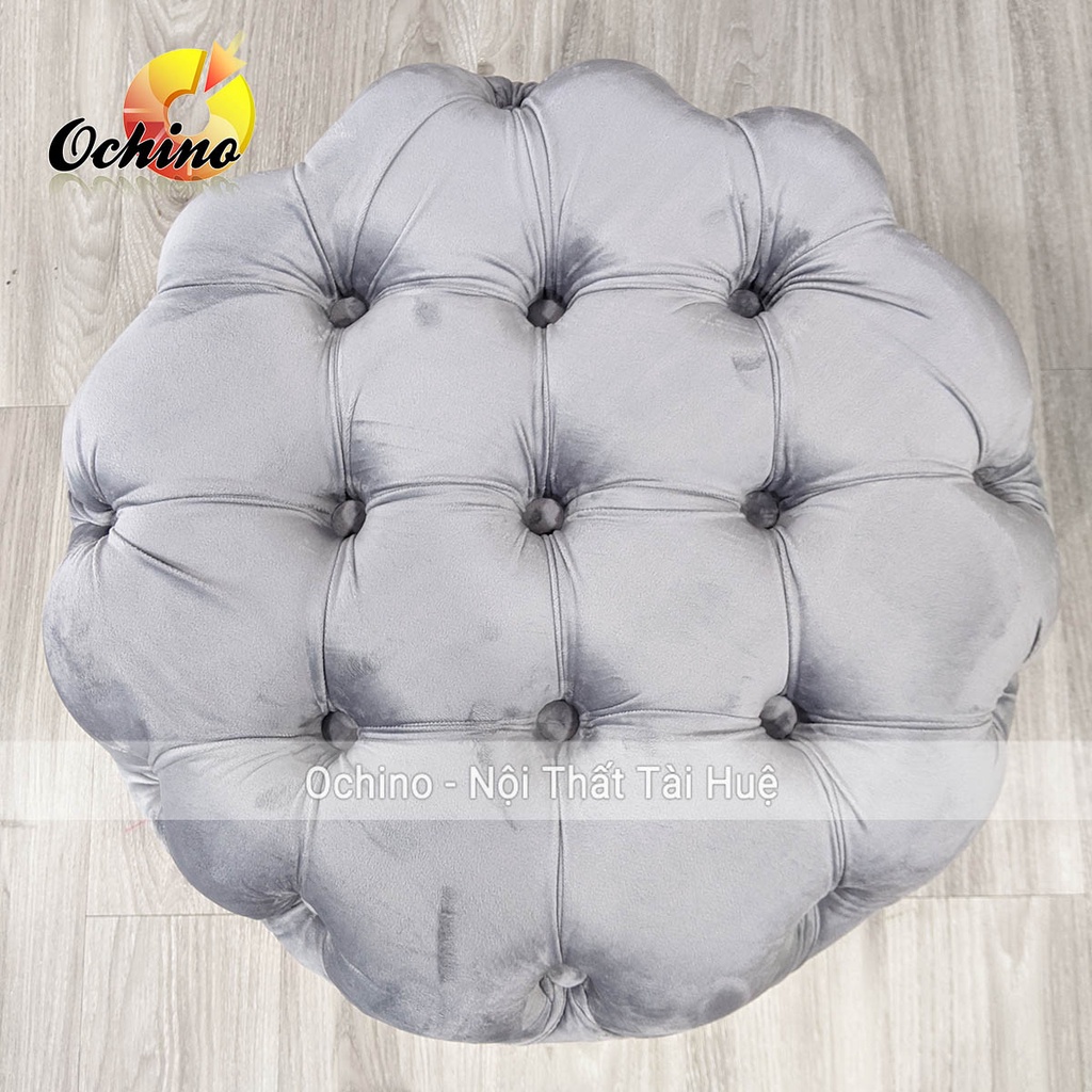 Đôn Tròn Ngồi Bàn Trang Điểm Cổ Điển Nhún Cao Cấp, Ghế Đôn Sofa Tròn ĐK 50cm - Cao 45cm ( Hàng có SẴn)