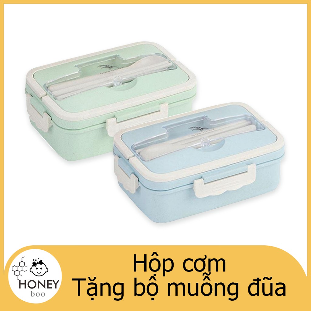 【MEAL-SET】Hộp đựng cơm 3 ngăn làm từ lúa mạch tặng kèm bộ muỗng đũa inox | BigBuy360 - bigbuy360.vn