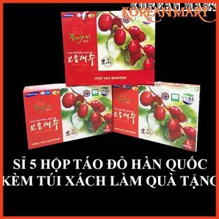COMBO 5 HỘP TÁO ĐỎ HÀN QUỐC 1KG x 5 (KÈM TÚI XÁCH LÀM QUÀ)