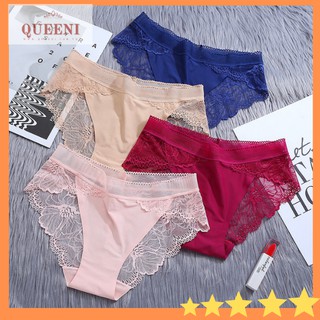 Quần lót ren nữ, đúc pha ren hoa mã, quần trong không viền cho nữ Free Ship - Queeni.