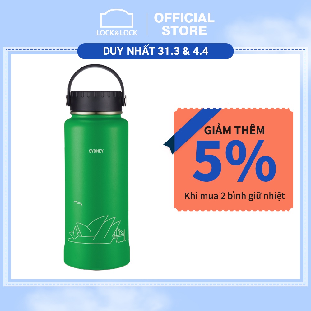 [Mã LIFEHL25 giảm 10% đơn 350K] Bình giữ nhiệtLock&amp;Lock bằng thép không gỉ RigaTumbler (Sydney) 897ml - LHC4160GRN