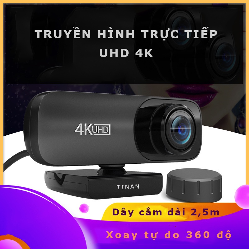 [ 4K 2160P Mic] Webcam Lấy Nét Tự Động, 4K, Camera USB Góc Nhìn Siêu Rộng, Cho Máy Tính, Macbook, Học Online | BigBuy360 - bigbuy360.vn