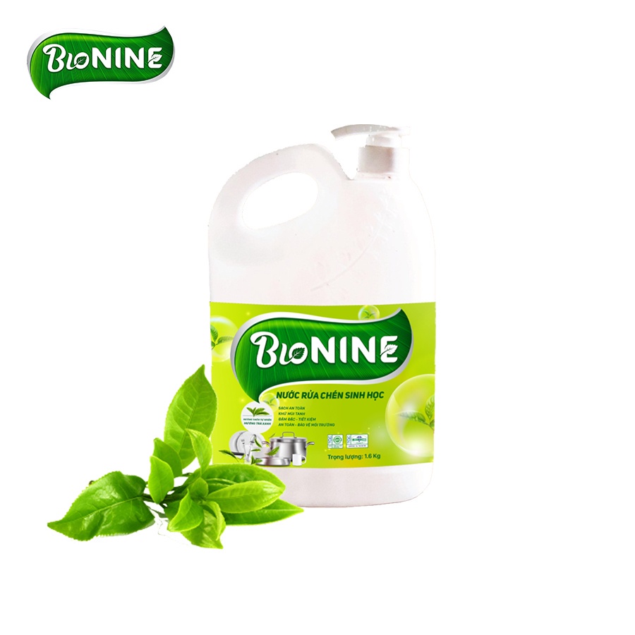 Nước rửa chén BIO NINE 1.6L, Sạch an toàn - Khử Mùi Tanh