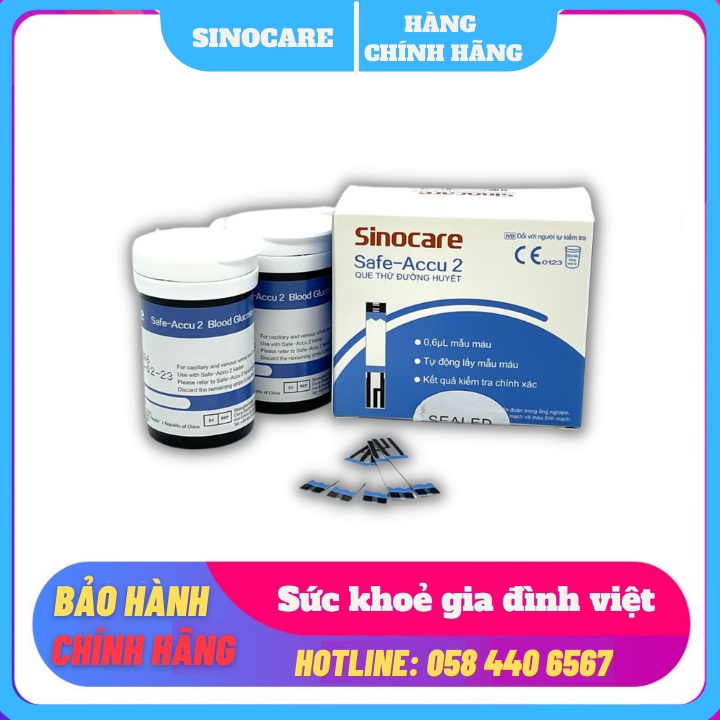 Que thử đường huyết Sinocare Safe Accu2 + Kim chích máu