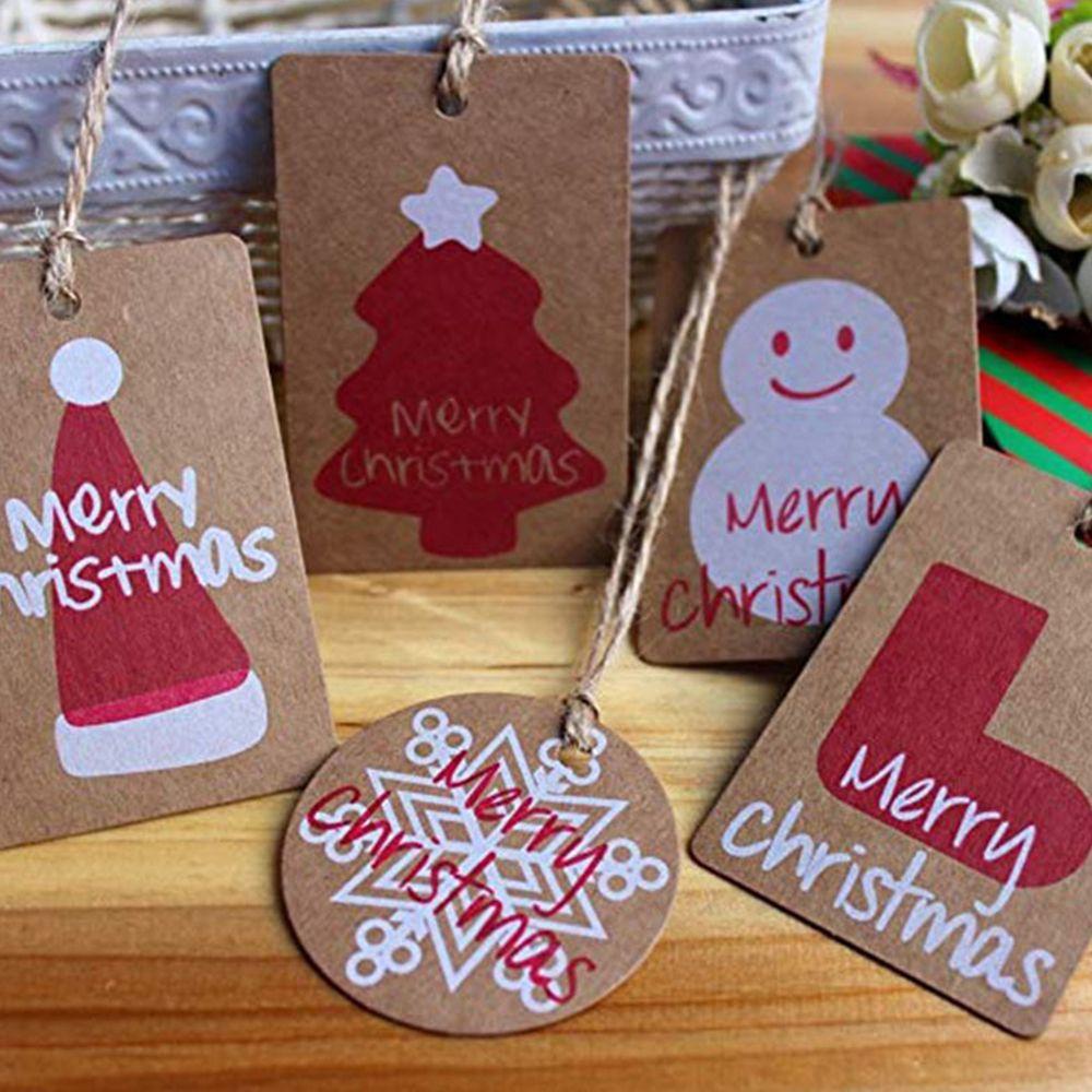 MUVAKO Set 100 Nhãn Giấy Kraft Màu Nâu Dùng Để Gói Quà Giáng Sinh / Tiệc Cưới