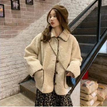 Khoác bông viền nâu