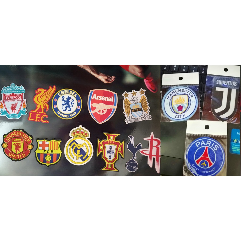 Logo rời bằng vải M.U, chelsea, arsenal, liverpool, barcelona, Real Barca ủi lên quần á