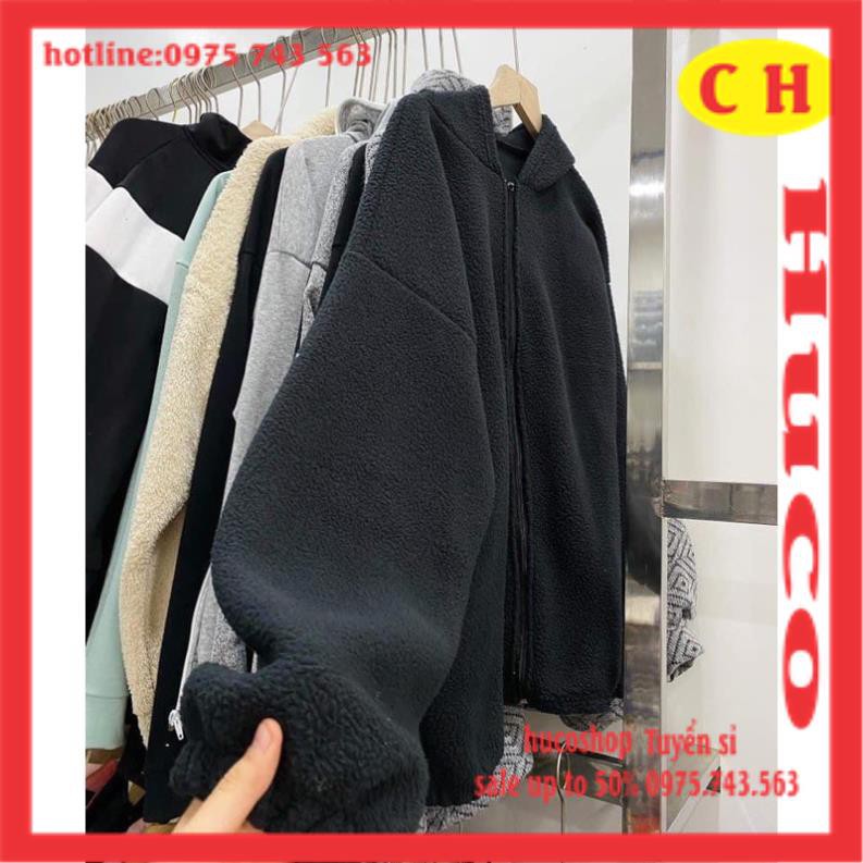 Áo Khoác lông cừu dài tay basic trơn - Áo hoodie nỉ thu đông nam nữ unisex freesize giá rẻ ulzzang mặc đôi nhóm