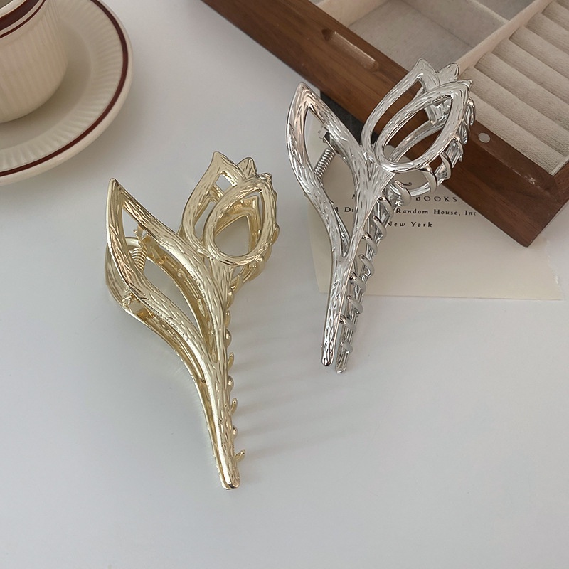 Kẹp Tóc Hình Hoa Tulip / Cá Mập Bằng Kim Loại Thời Trang Cá Tính