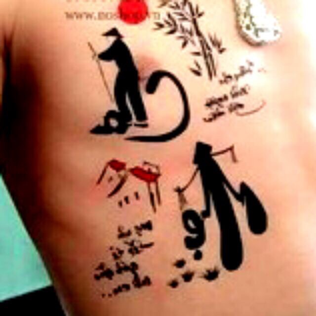 Hình xăm dán tattoo thư pháp
