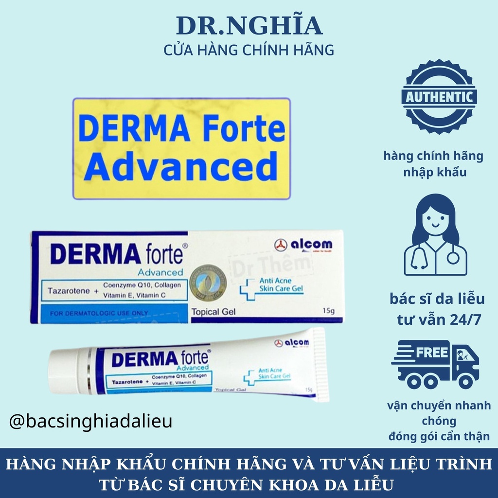 Derma Forte Gel 15g Giảm Mụn Trứng Cá, Ngừa Thâm, Mờ Sẹo, Dưỡng Da