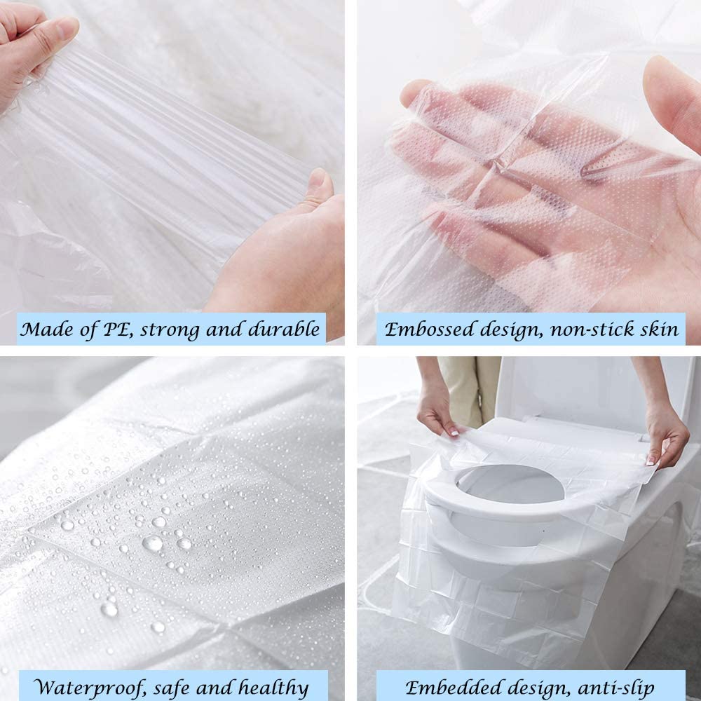 1 Bộ Vỏ Bọc Ghế Ngồi Bồn Cầu Bằng Nhựa Không Thấm Nước Và Chống Trượt Dùng Một Lần