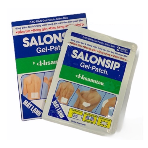 Cao dán Salonsip lạnh hộp 10 túi x 2 miếng