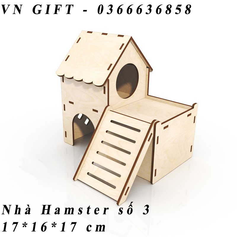 [Phụ kiện hamster ] Nhà chòi cho hamster KT 16*16*16 cm gỗ bạch dương 3mm