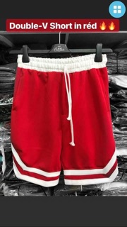 Short unisex 2 viền double V màu đỏ