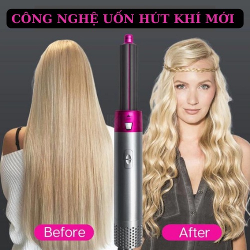 Máy Sấy Tóc Đa Năng 5 In 1 Kiêm Máy Làm Tóc, Uốn, Duỗi, Làm Xoăn Tự Động Không Hư Hại Tóc