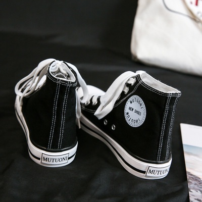 Giày Thể Thao Nữ Cổ Cao Ulzzang Vintage, Giày Bata Học Sinh Vải Canvas Đế Bằng 3cm Hàn Quốc - Iclassy_shoes