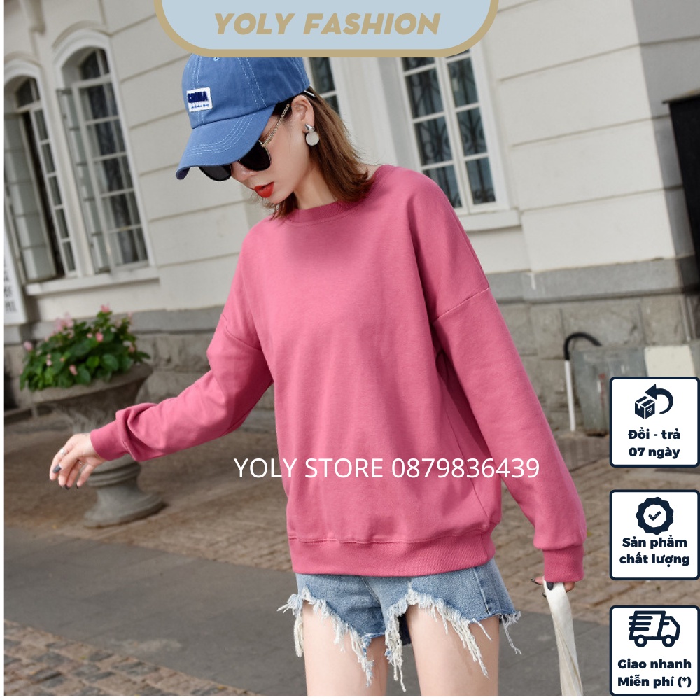 Áo Sweater Nỉ Trơn Tay Bồng Cổ Tàu Form Thụng, Áo Nỉ Dài Tay Nam Nữ Form Rộng Chất Liệu Nỉ Bông Cao Cấp Mềm Mịn Dày Dặn.