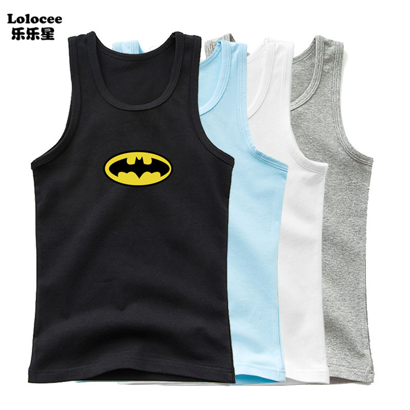 Áo Ba Lỗ Vải Cotton In Logo Batman Thời Trang Cá Tính Dành Cho Bé Trai 3-15 Tuổi
