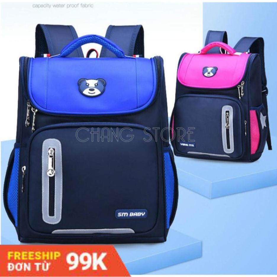 [Giảm 50%]  Balo học sinh, balo chống gù cho bé không thấm ướt, nhiều ngăn thông minh SM BABY