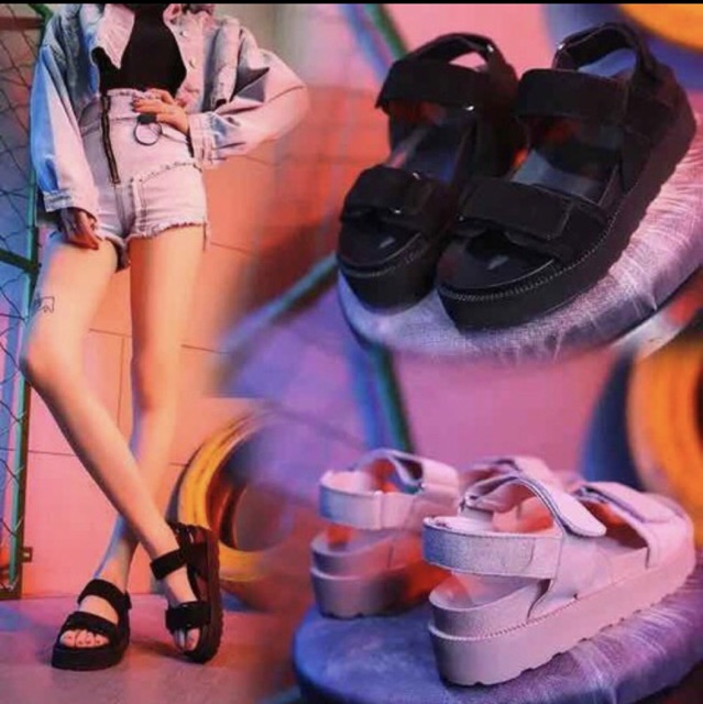 Giày Sandal đế bánh mì đế gai siêu hot sandal ulzzang( ảnh thật trong video)