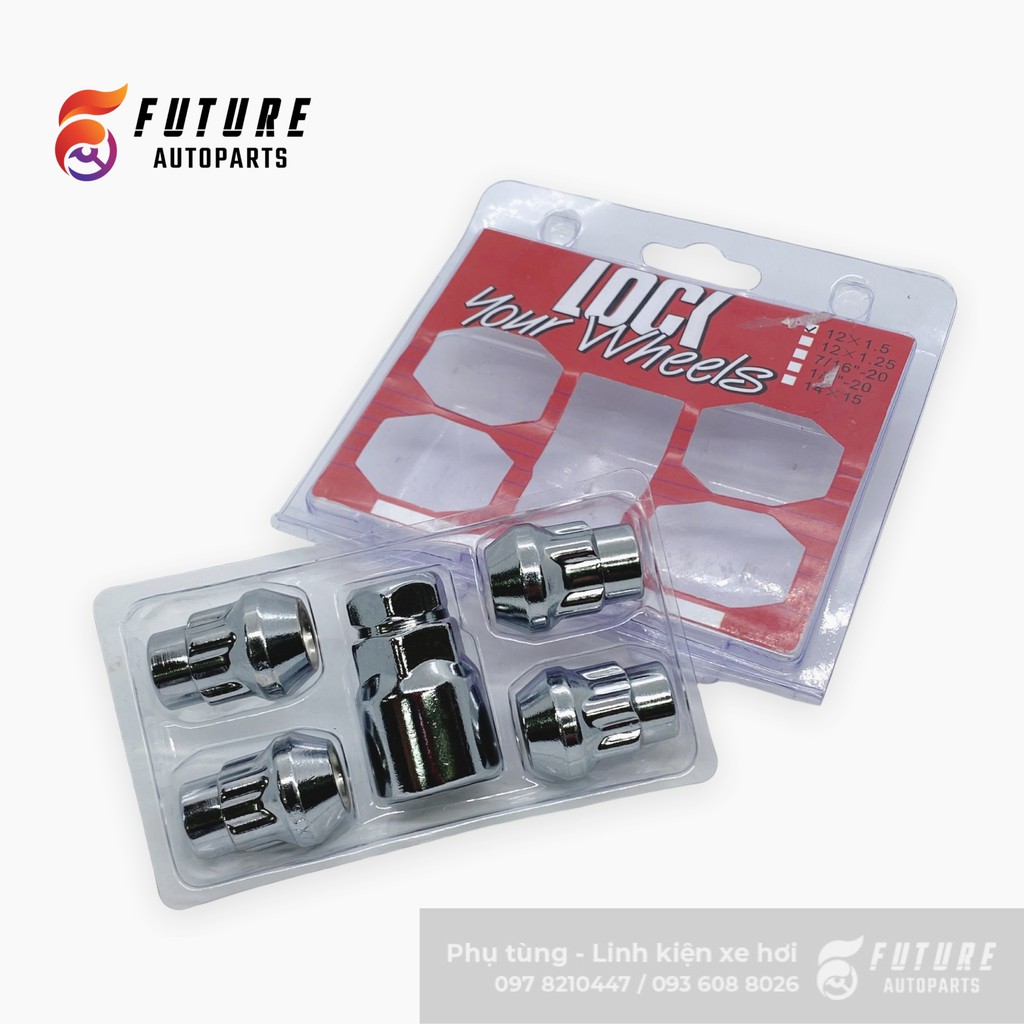 Bộ ốc khóa chống trộm bánh xe ô tô kèm khẩu mở - Future Autoparts
