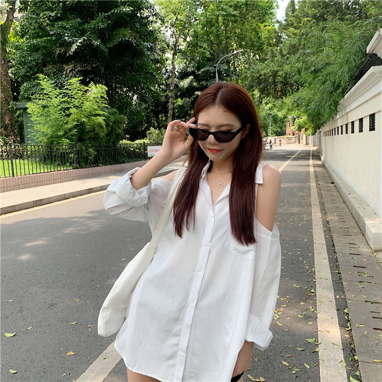 Áo Sơ Mi Nữ Tay Dài Dáng Rộng Hở Vai Phong Cách Hàn Quốc | BigBuy360 - bigbuy360.vn