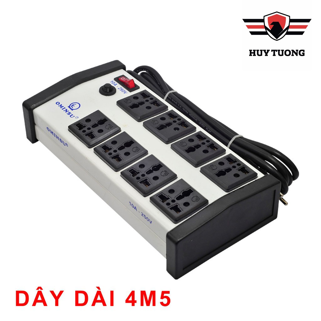 Ổ cắm 8 cửa đa năng Huy Tưởng Ominsu có Aptomat chịu tải 2000W cao cấp