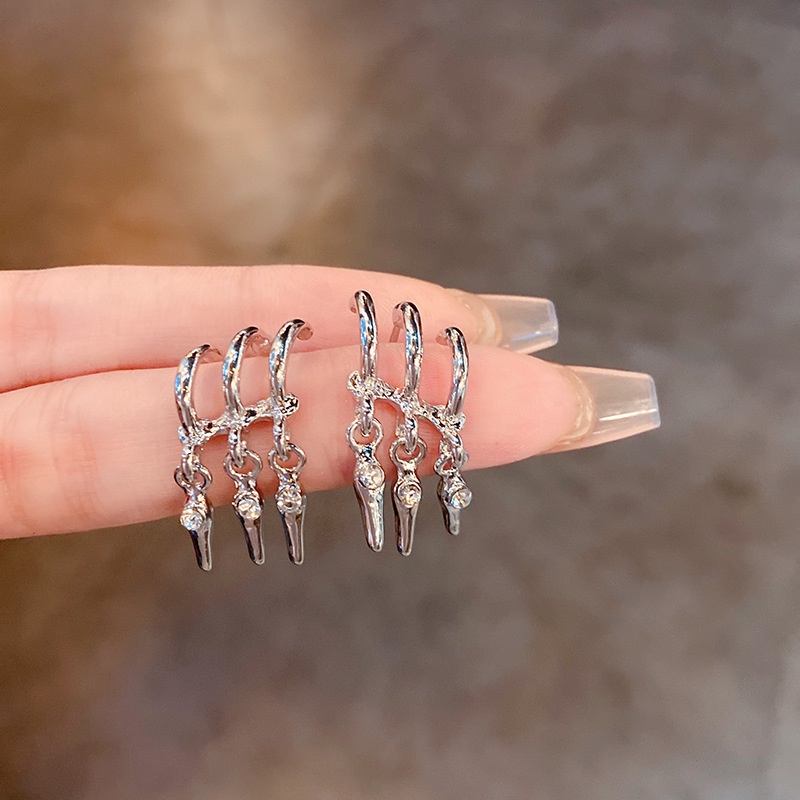 Khuyên Tai Dáng Dài Đính Đá Phong Cách Hàn Quốc Đơn Giản Cho Nữ