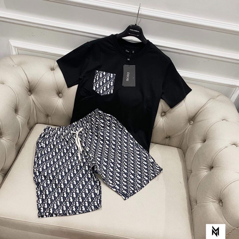 Set bộ thun Dior-2340 vân chìm túi ngực, bộ thể thao Diorr hot trend 2022, Bin Store