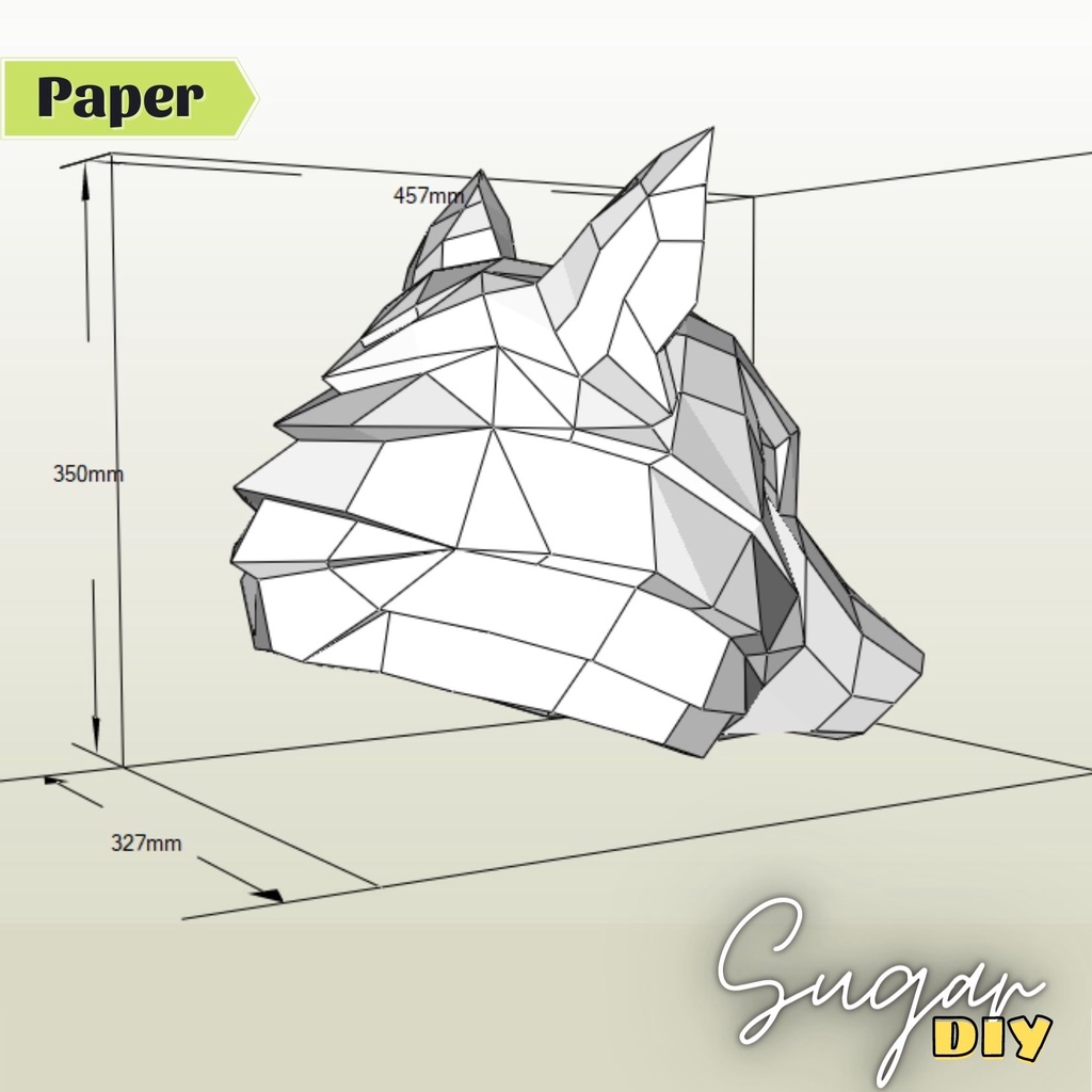 Mặt nạ sói - Mô hình giấy DIY màu trắng