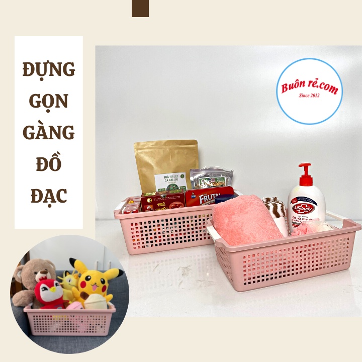 Rổ đựng đồ chữ nhật có quai cầm  Việt Nhật đựng tài liệu, đồ dùng văn phòng đa năng, nhỏ gọn -Br01371