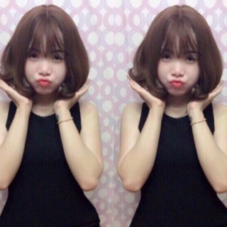 Tóc giả cả đầu xoăn ngắn Hàn quốc- video thật tự quay