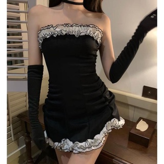 Đầm ống body phối bèo hack dáng