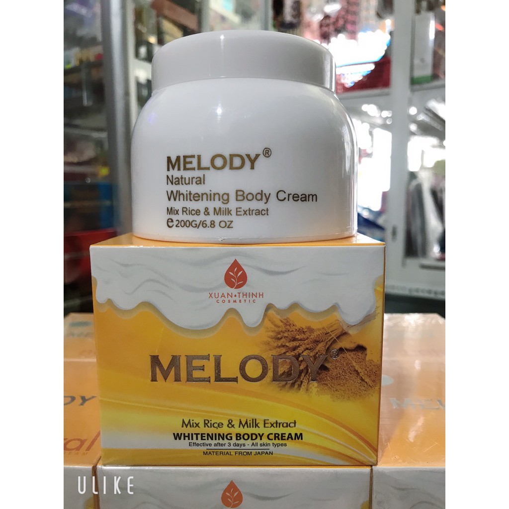 kem melody trắng da body toàn thân chiết xuất từ cám gạo và sữa non  SPF 45+ 200G