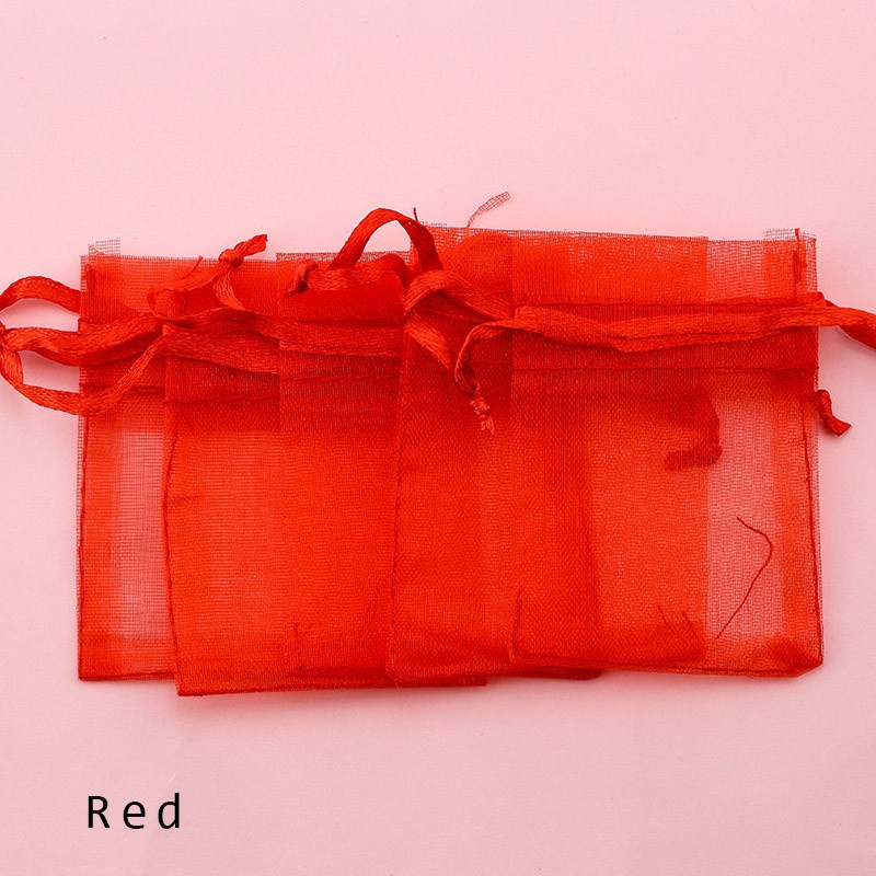 Set 100 Túi Lưới Rút Dây Kích Thước 5x7cm 7x9cm Đựng Quà Giáng Sinh